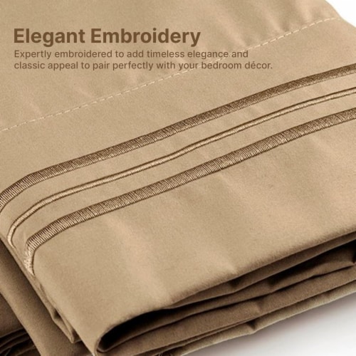 CGK Linens 6 Piece Extra Deep Pocket Microfiber Sheet Set - King - Beige Perspective: bottom