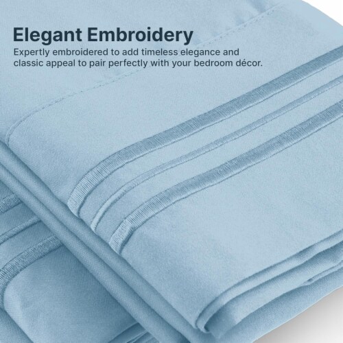 CGK Linens 6 Piece Extra Deep Pocket Microfiber Sheet Set - King - Light Blue Perspective: bottom