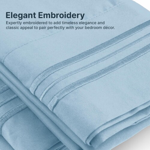 CGK Linens 6 Piece Extra Deep Pocket Microfiber Sheet Set - Full - Light Blue Perspective: bottom