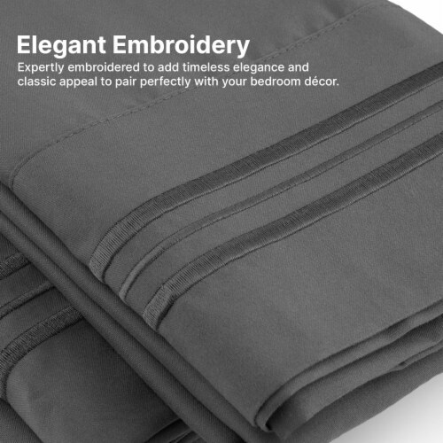 CGK Unlimited 6 Piece Extra Deep Pocket Microfiber Sheet Set - King - Grey Perspective: bottom