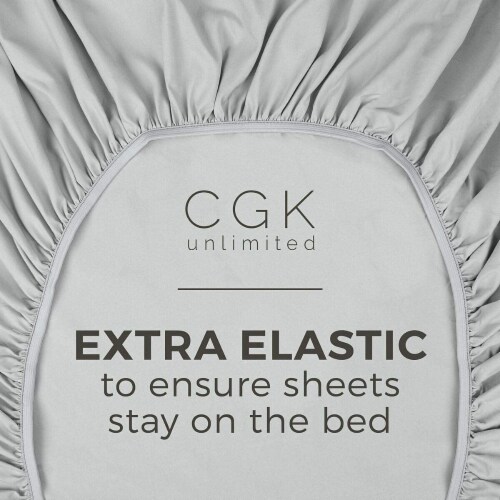 CGK Unlimited Standard Fitted Sheet Double Brushed Microfiber - Twin Extra Long - Light Grey Perspective: bottom