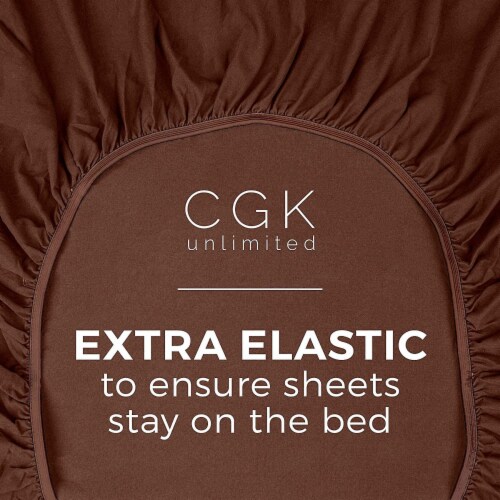 CGK Linens Deep Pocket 14 - 16 Inch Microfiber Fitted Sheet - Queen - Brown Perspective: bottom