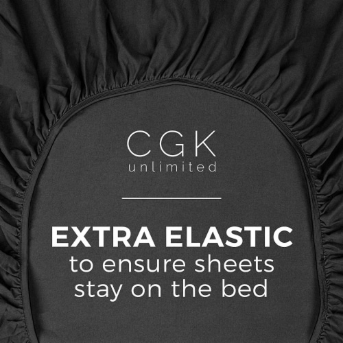 CGK Linens Deep Pocket 14 - 16 Inch Microfiber Fitted Sheet - King - Black Perspective: bottom