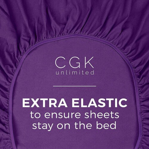 CGK Unlimited Deep Pocket 14 - 16 Inch Microfiber Fitted Sheet - King - Purple Perspective: bottom