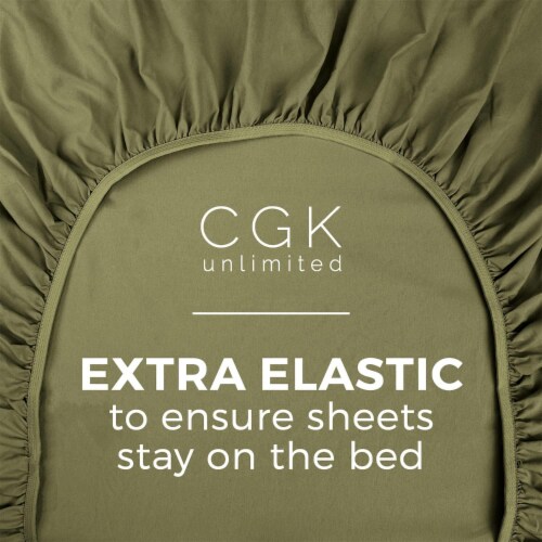 CGK Linens Deep Pocket 14 - 16 Inch Microfiber Fitted Sheet - California King - Sage Green Perspective: bottom