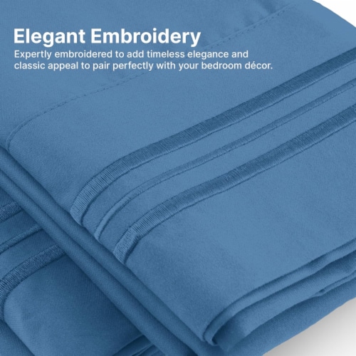 CGK Linens 4 Piece Microfiber Sheet Set - Queen - Denim Blue Perspective: bottom