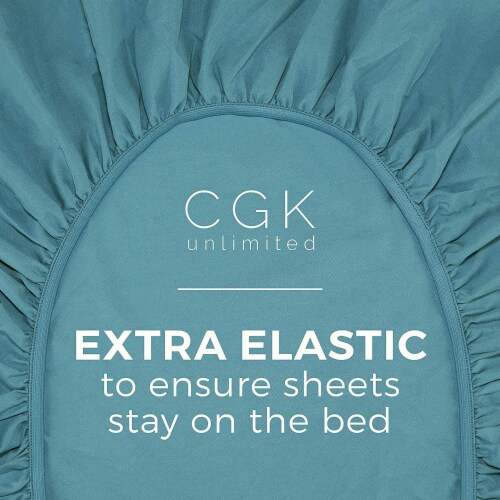 CGK Linens Deep Pocket 14 - 16 Inch Microfiber Fitted Sheet - Twin - Denim Blue Perspective: bottom