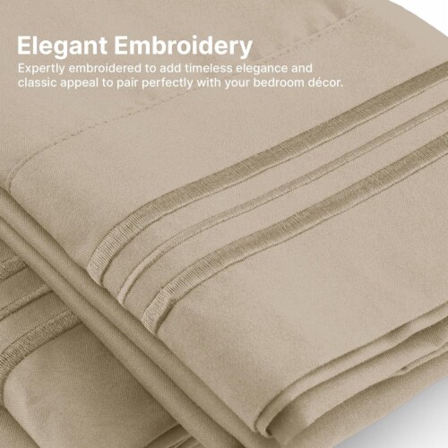 CGK Unlimited 4 Piece Extra Deep Pocket Microfiber Sheet Set - Twin Extra Long - Cream Perspective: bottom