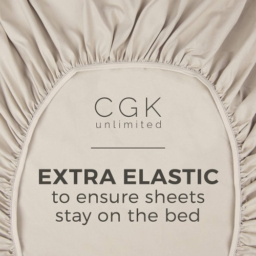 CGK Linens Deep Pocket 14 - 16 Inch Microfiber Fitted Sheet - King - Cream Perspective: bottom