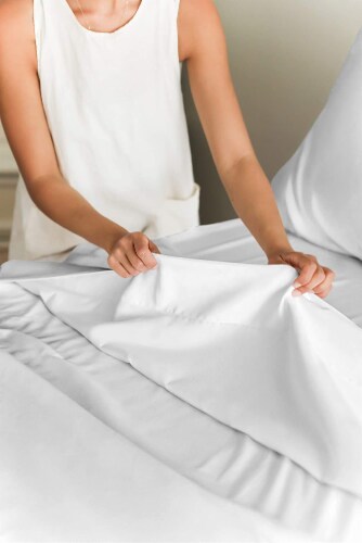 CGK Linens Cotton Fitted Sheet 18 - 24 Inch Extra Deep Pocket - King - White Perspective: bottom
