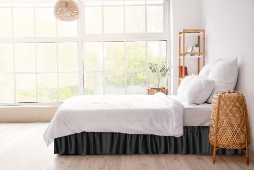 CGK Linens Ruffled Elastic Wrap Around Bedskirt 12 Inch Drop Twin Black Twin Fry s Food Stores