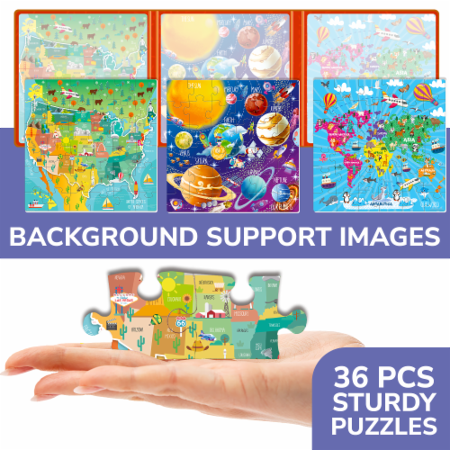Quokka 36 Pieces Magnetic Travel Puzzles for Toddlers 3 5 USA World Map and Space 36 pieces Kroger