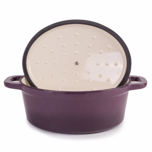 BergHOFF Neo 5qt Cast Iron Oval Casserole Dish - Purple Perspective: bottom