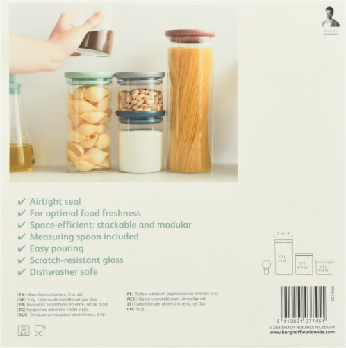BergHOFF Leo Glass Food Container Set - Green/Blue/Gray Perspective: bottom
