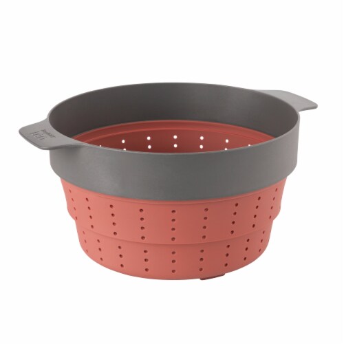 BergHOFF Leo Silicone 2 in 1 Steamer & Strainer - Pink/Gray Perspective: bottom