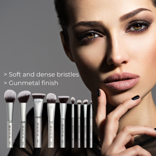 BEAUTICAL - METAL GLAM Brush Set - Professional makeup brushes - 9 brushes + pouch Perspective: bottom
