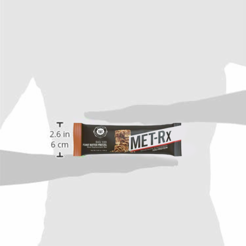 MET-Rx Big 100 Colossal Protein Bars, Peanut Butter Pretzel, Meal Replacement, 100g, 9 Count Perspective: bottom