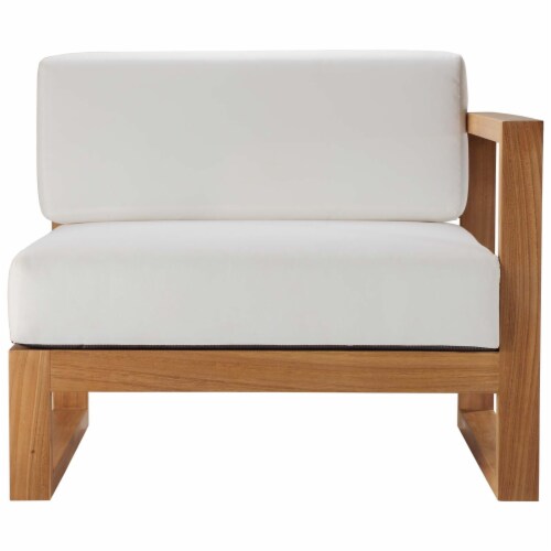 Ergode Upland Outdoor Patio Teak Wood Right-Arm Chair - Natural White Perspective: bottom