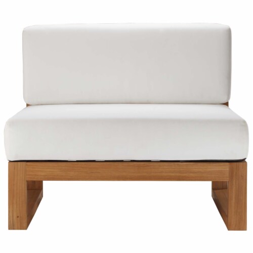 Ergode Upland Outdoor Patio Teak Wood Armless Chair - Natural White Perspective: bottom