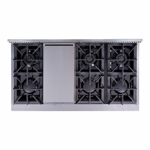 Thor Kitchen 48  Professional 6 Burner Gas Range Double Oven, Stainless Steel Perspective: bottom