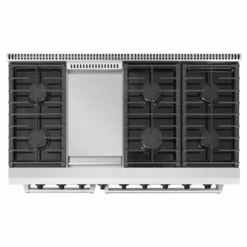 Thor Kitchen 48  Professional 6 Burner Gas Range Double Oven, Stainless Steel Perspective: bottom