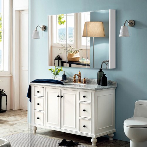 Wall Mounted and Mirrored Bathroom Cabinet - Costway