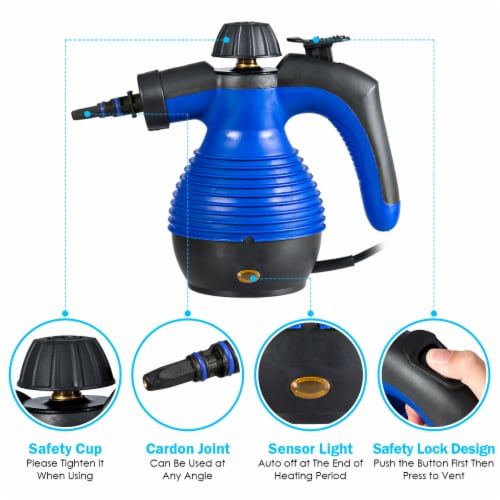 Costway Multifunction Portable Steamer Household Steam Cleaner 1050W W/Attachments Blue Perspective: bottom