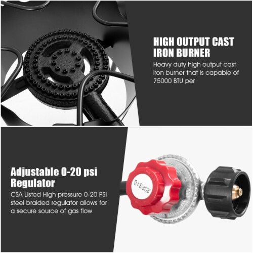 Goplus Portable Propane 225,000-BTU 3 Burner Gas Cooker Outdoor Camp Stove BBQ Perspective: bottom