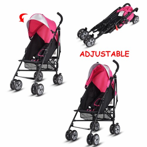 Costway Pink Folding Lightweight Baby Toddler Umbrella Travel Stroller w Storage Basket 1 unit Kroger