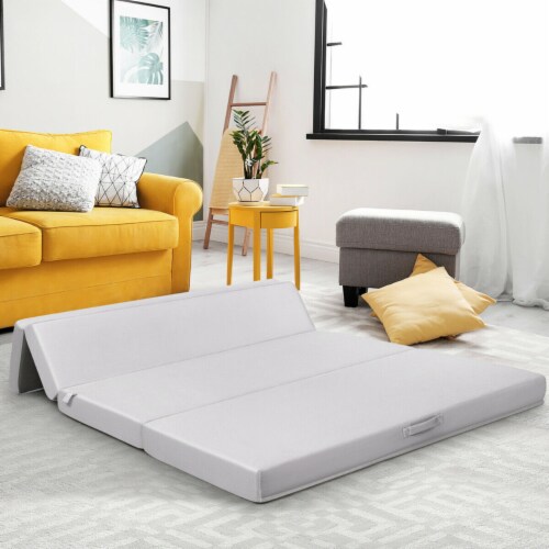 Gymax 4'' Queen Size Foam Folding Mattress Sofa Bed Guests Floor Mat