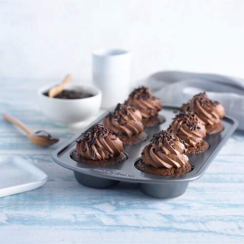 24cup Mini Muffin Pan Cupcake Nonstick Pan - Carbon Steel Pan Easy Release Dishwasher Safe Perspective: bottom