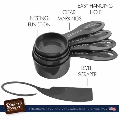 4pcs Plastic Measure Cup with Scraper to Adjust Exact Measuring Quantity Perspective: bottom