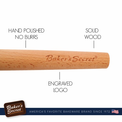 19 French Rolling Pin - Beech Wood Tapered Rolling Pin for Dough, Pizza, Pastry & Bread Perspective: bottom