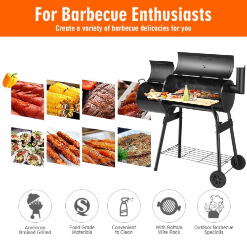 Costway Outdoor BBQ Grill Charcoal Barbecue Pit Patio Backyard Meat Cooker Smoker Perspective: bottom