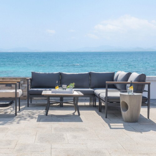 Glitzhome 4-Piece All-Weather Aluminum Patio Conversation Sets with Coffee Table Perspective: bottom