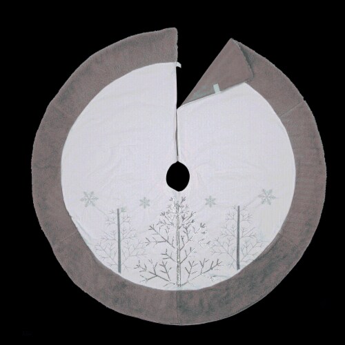 Glitzhome Fleece Christmas Tree Skirt - White/Gray Perspective: bottom