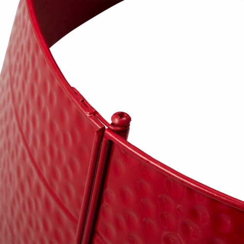 Glitzhome 26 Inch Diameter Red Hammer-harden Metal Tree Collar Perspective: bottom