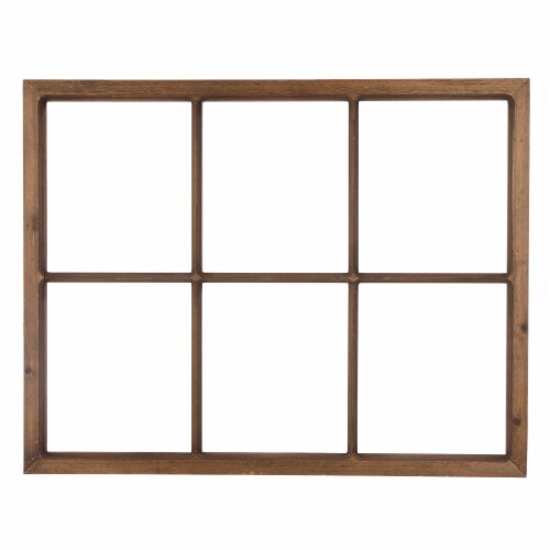 Glitzhome LED Pre-Lit Pinecone & Ornament Wreath Wooden Window Frame Perspective: bottom
