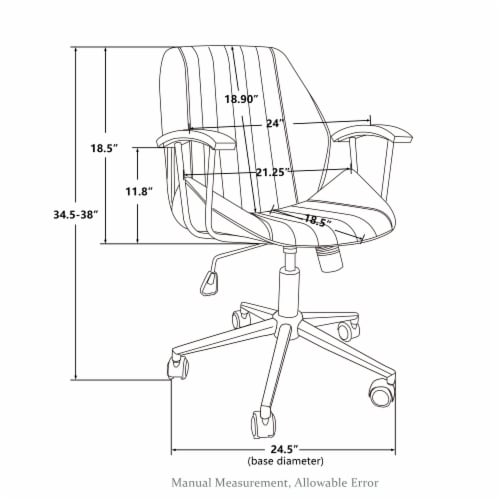 Glitzhome 38 Inch Height Cream Leatherette Gaslift Adjustable Swivel Office Chair Perspective: bottom