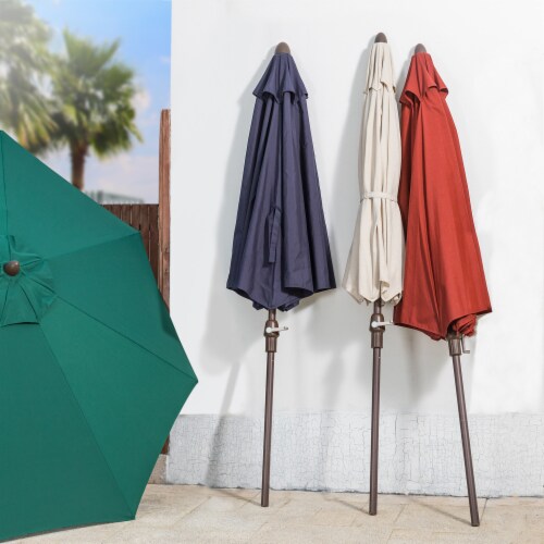 Glitzhome Aluminium Self Tilt Market Patio Umbrella - Navy Blue Perspective: bottom