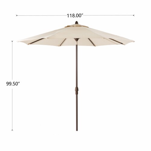 Glitzhome Aluminium Self Tilt Market Patio Umbrella - Beige Perspective: bottom