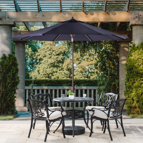 Glitzhome Aluminium Self Tilt Patio Umbrella - Navy Blue Perspective: bottom
