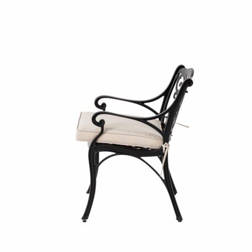 Glitzhome Cast Aluminium Dining Chairs with Beige Cushions Set Perspective: bottom