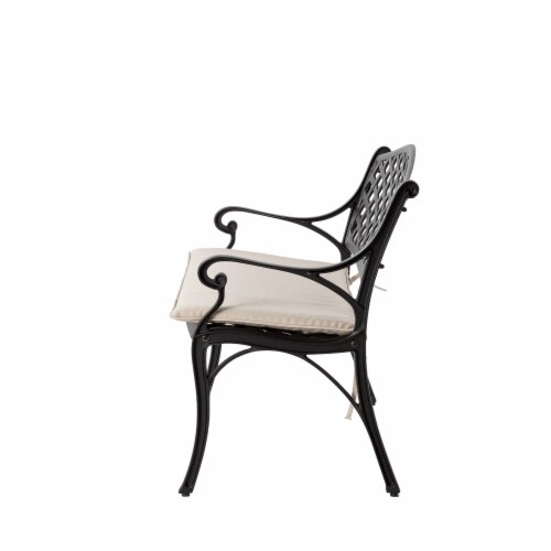 Glitzhome Aluminium Patio Garden Bench with Beige Cushion Perspective: bottom