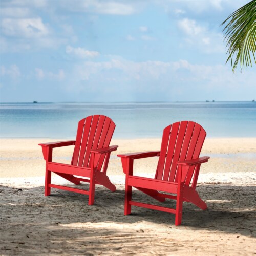 Glitzhome Adirondack Chair - Red Perspective: bottom