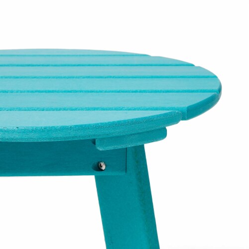 Glitzhome 20 Inch Diameter Outdoor Patio White HDPE Round Side Table, Coffee Table Perspective: bottom