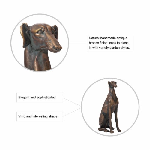 Glitzhome 30.25 Inch H MGO Sitting Greyhound Dog Statue-Right Perspective: bottom