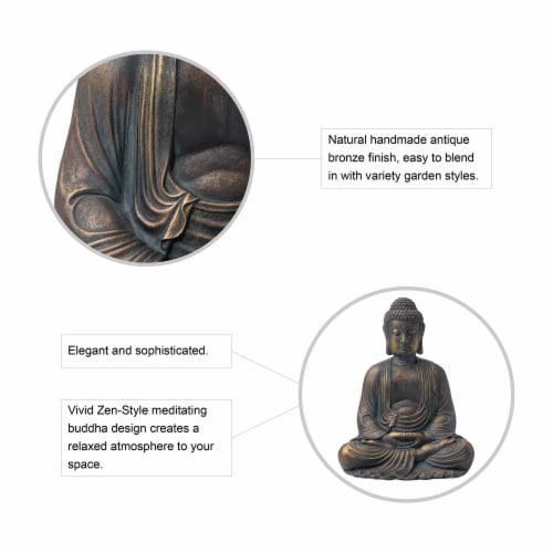 Glitzhome Meditating Zen Buddha Statue Figurine , 22.75 Inch , Rustproof Faux Bronze Perspective: bottom