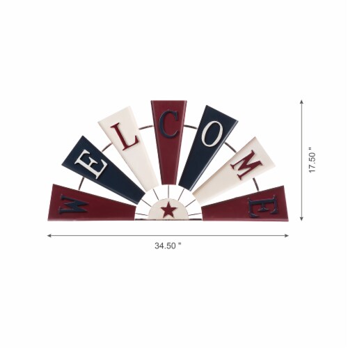 Glitzhome Patriotic Welcome Metal Spinner Wall Sign Perspective: bottom