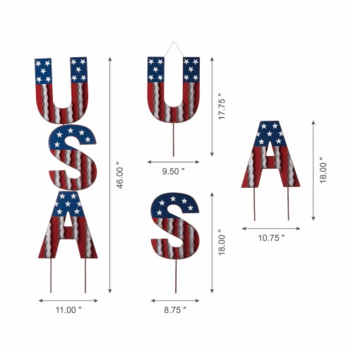 Glitzhome Patriotic Metal USA Yard Stake Perspective: bottom